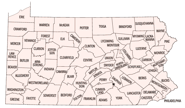 Map of Pennsylvania Counties. Map of Pennsylvania Counties