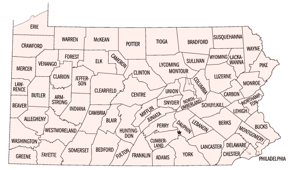 Map of Pennsylvania Counties